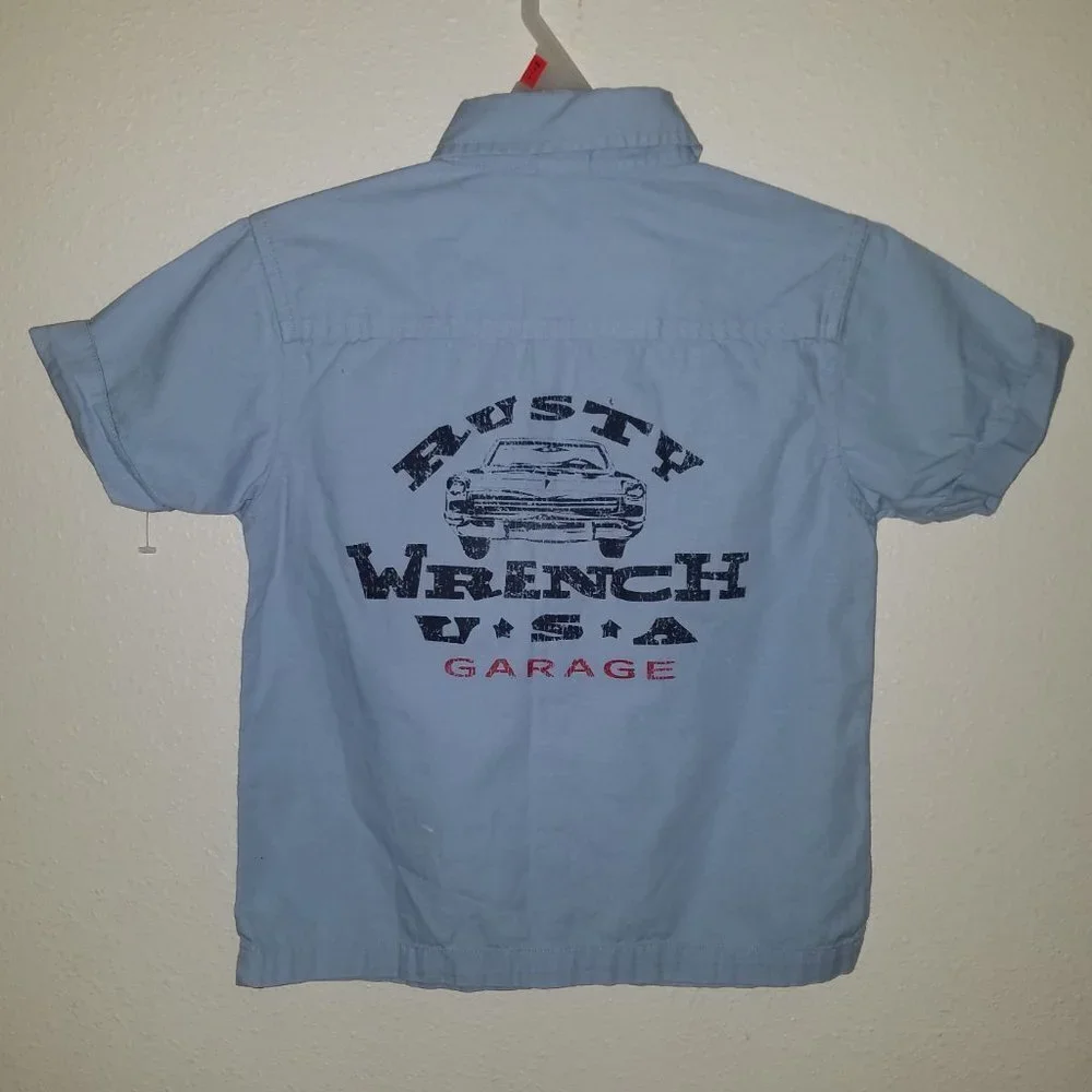 Gymboree Jack's Garage Rusty Wrench Button Front Shirt Boys 4 Mechanic Costume